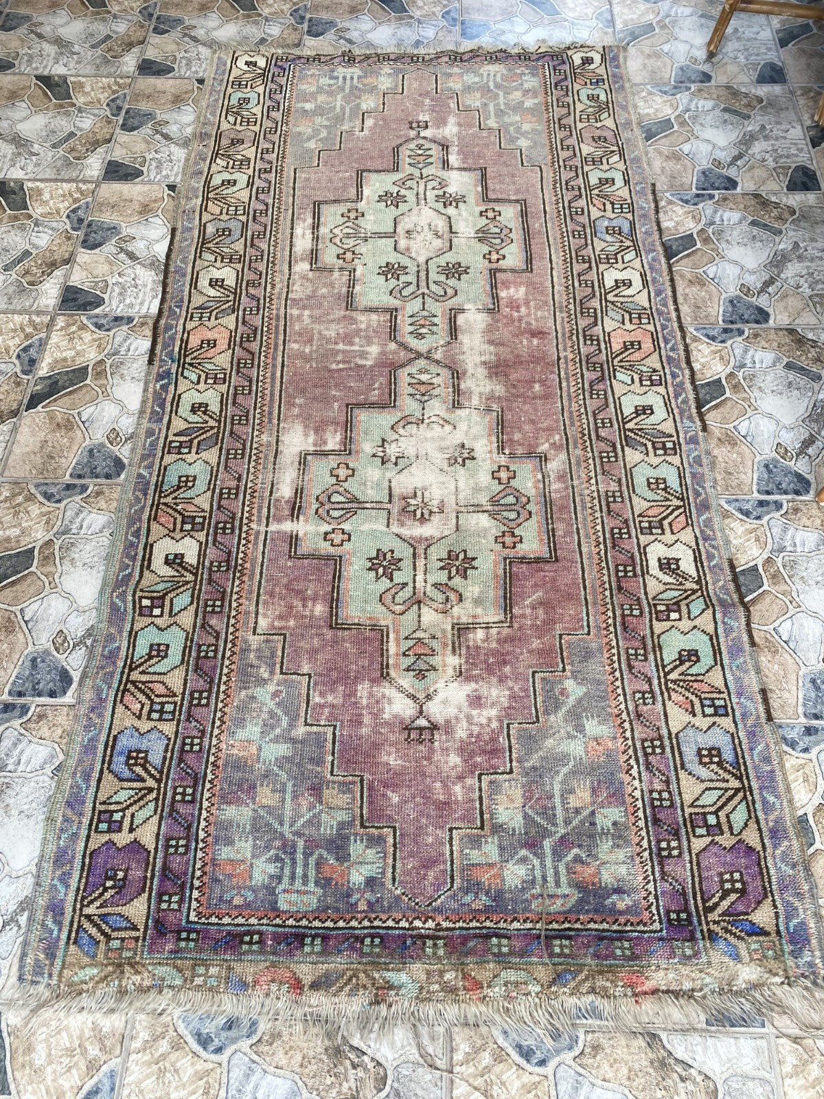 4x8ft Vintage Turkish Rug Anatolian Floral Medallion Farmhouse Oriental Area Rug