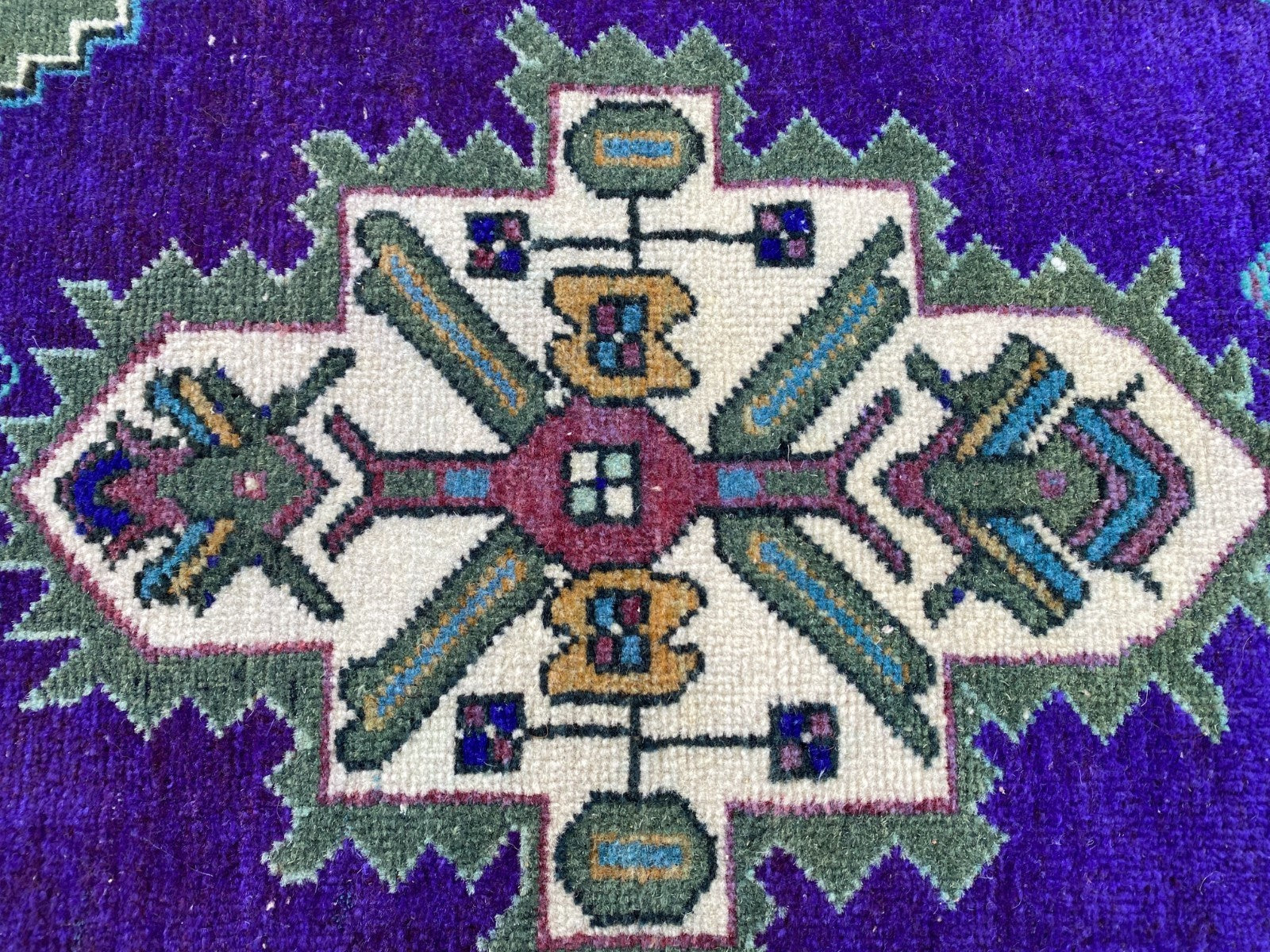 Handmade Vintage Anatolian Rug 1.7x3.3 Tribal Wool Turkish Small Purple Carpet