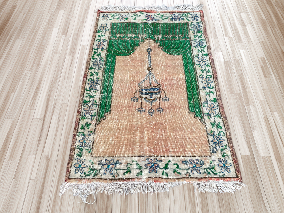 Vintage Anatolian Rug Hand-Knotted Wool Tribal Carpet Geometric Turkish 2.8x4.3