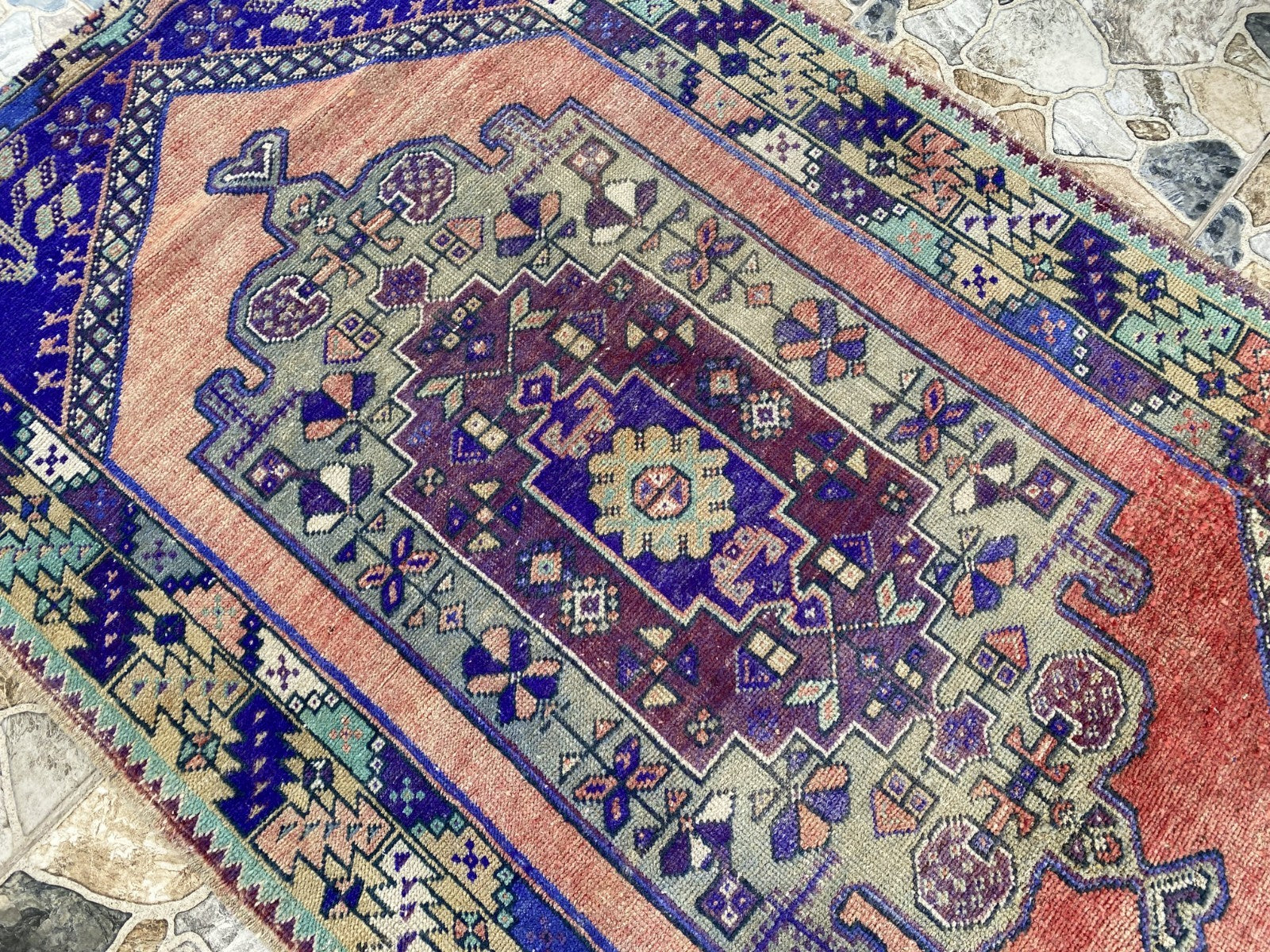 3.5 x 6 ft Vintage Turkish Rug | Hand-Knotted Wool Distressed Antique Area Rug