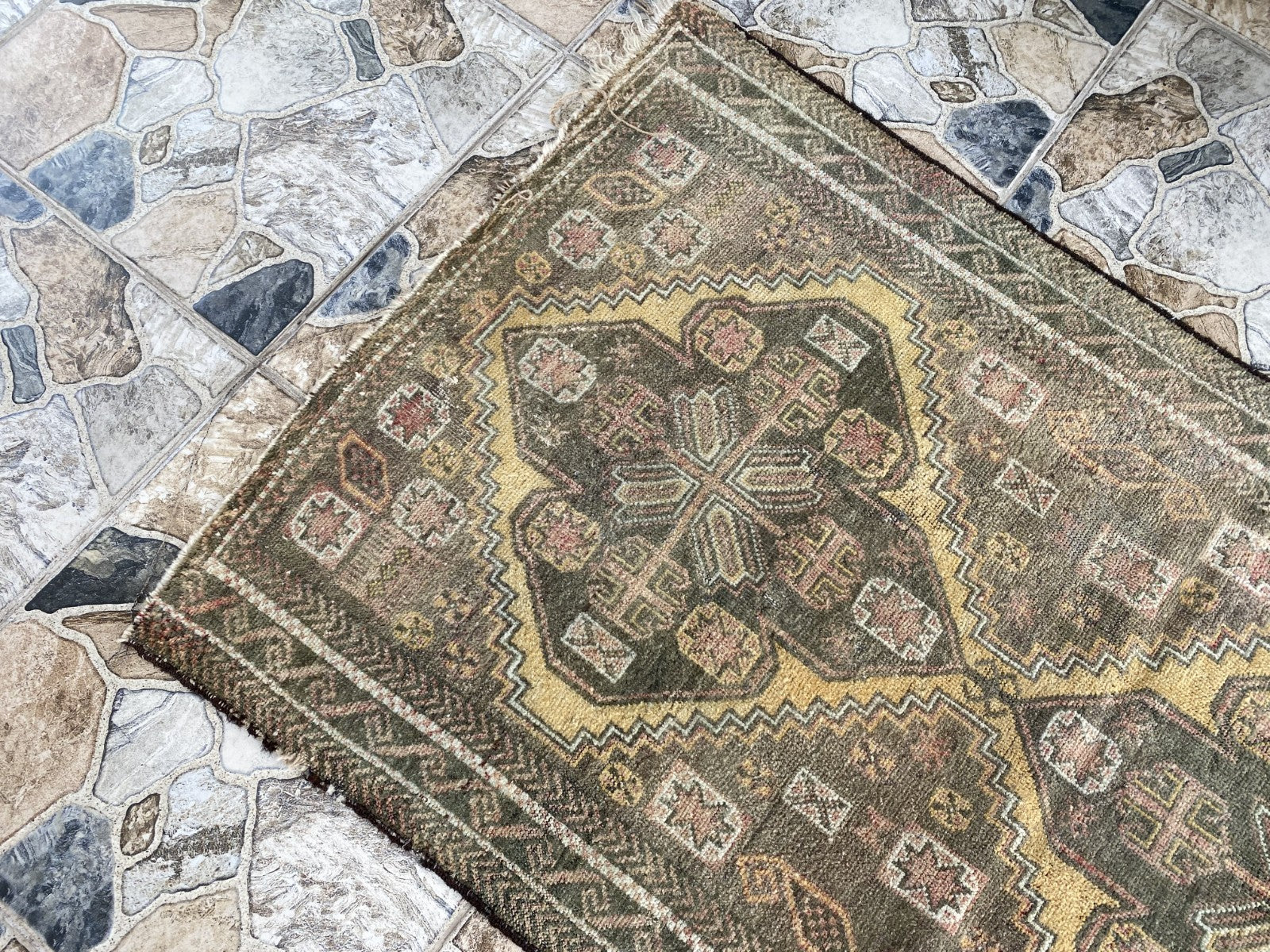 Vintage Persian Beluch Rug, Small Tribal Wool Handmade Oriental Carpet 2.6x4.5ft