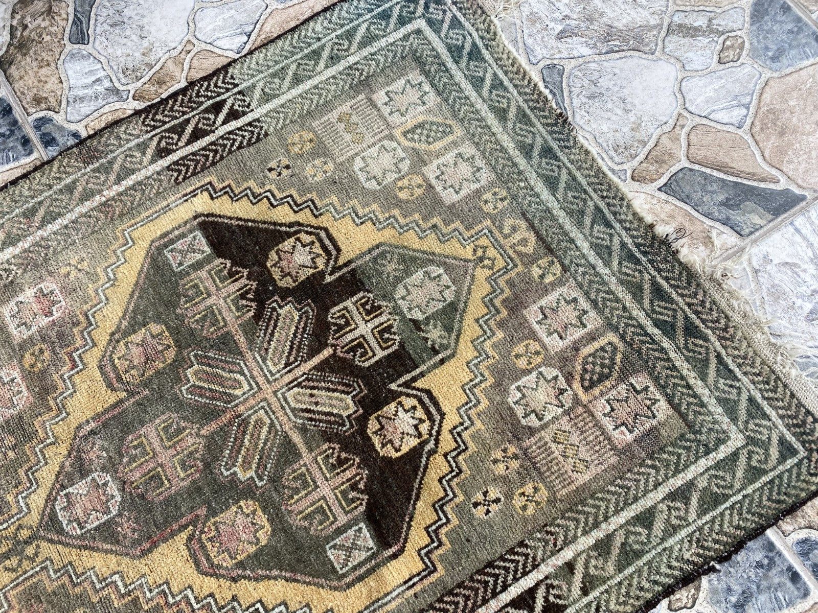 Vintage Persian Beluch Rug, Small Tribal Wool Handmade Oriental Carpet 2.6x4.5ft