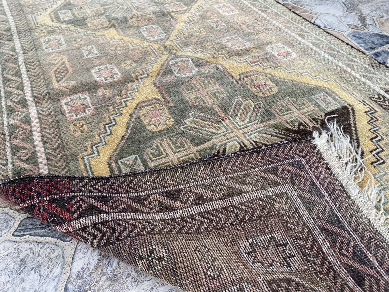 Vintage Persian Beluch Rug, Small Tribal Wool Handmade Oriental Carpet 2.6x4.5ft