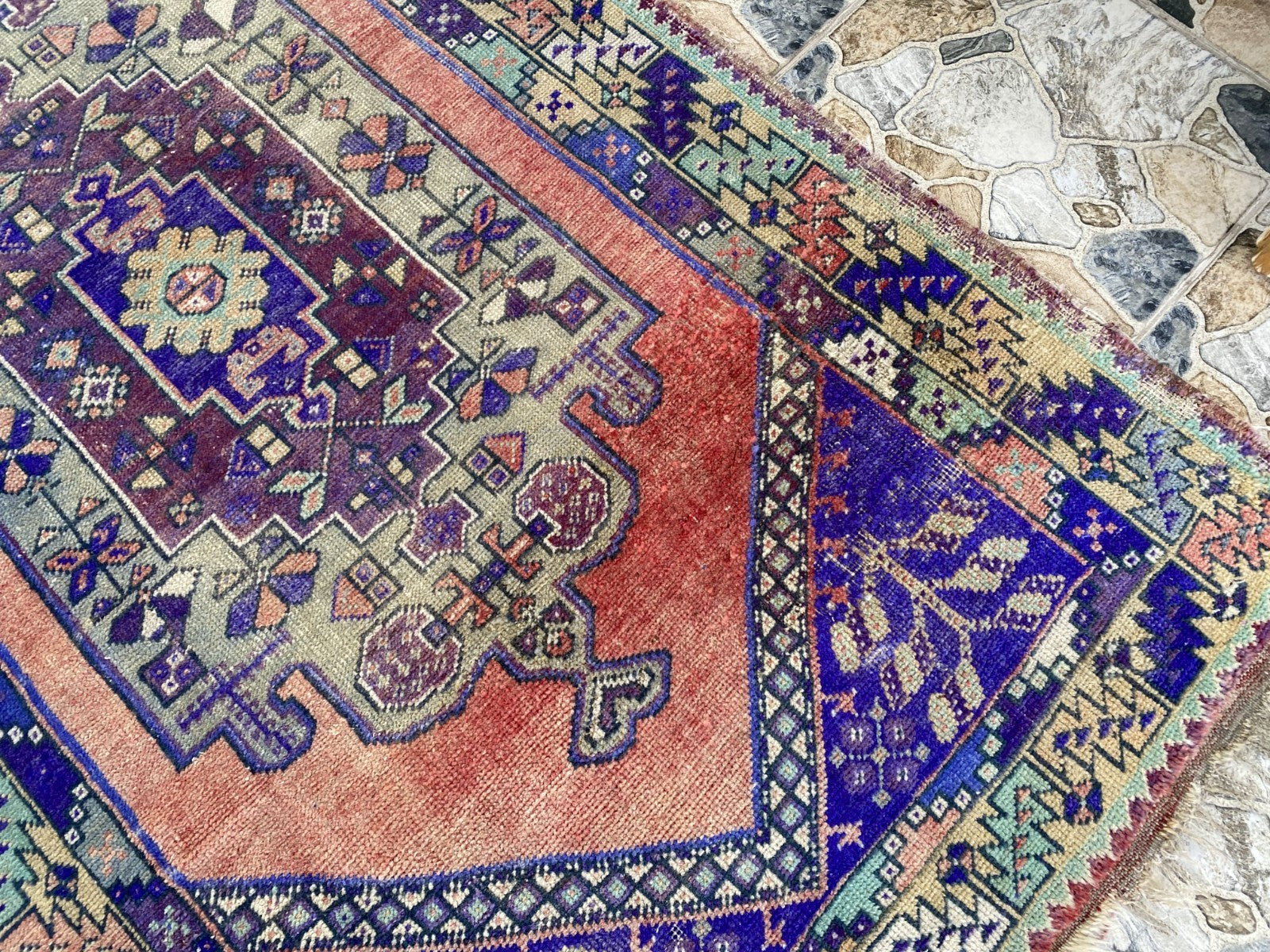 3.5 x 6 ft Vintage Turkish Rug | Hand-Knotted Wool Distressed Antique Area Rug