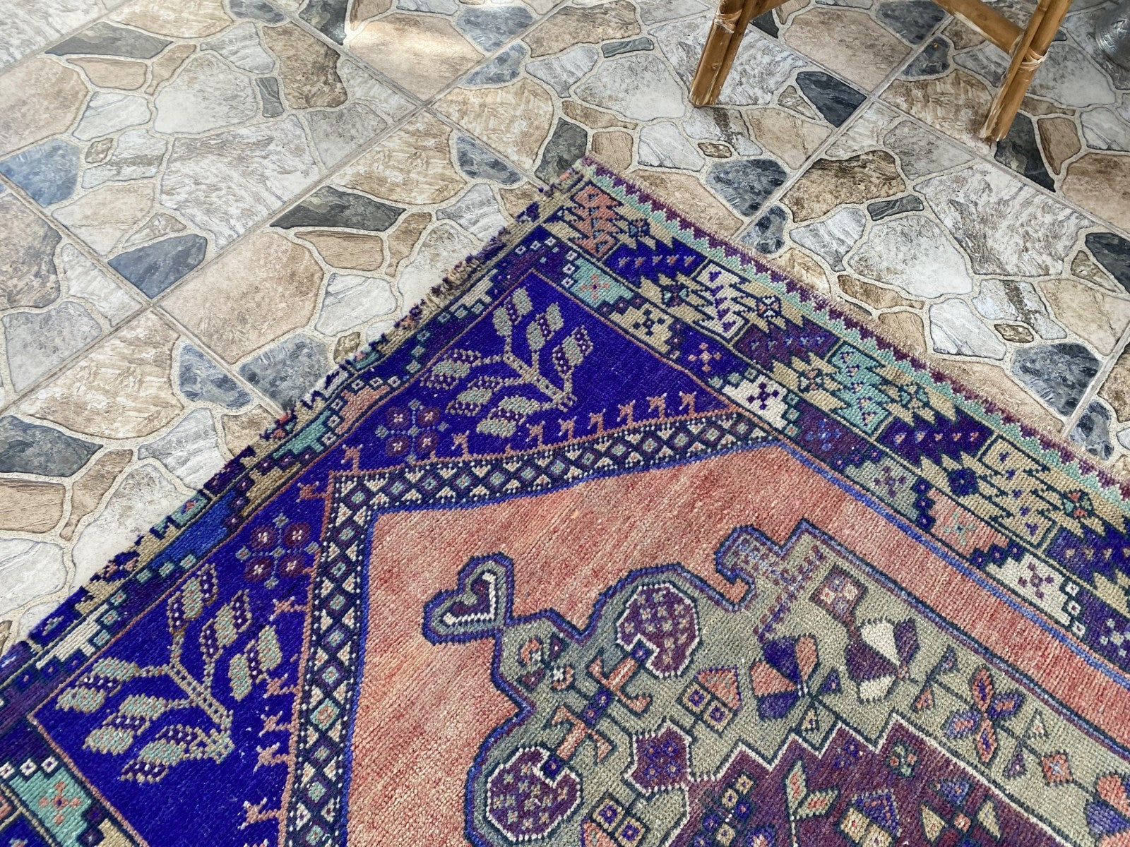 3.5 x 6 ft Vintage Turkish Rug | Hand-Knotted Wool Distressed Antique Area Rug