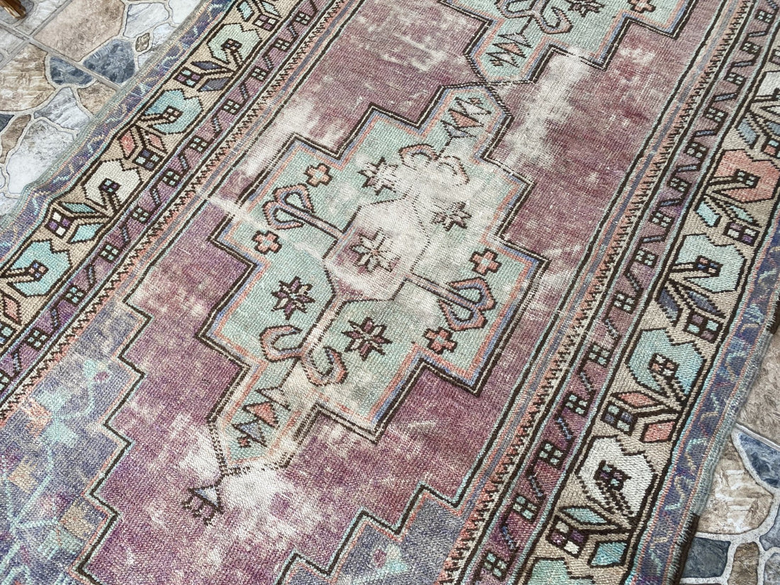 4x8ft Vintage Turkish Rug Anatolian Floral Medallion Farmhouse Oriental Area Rug