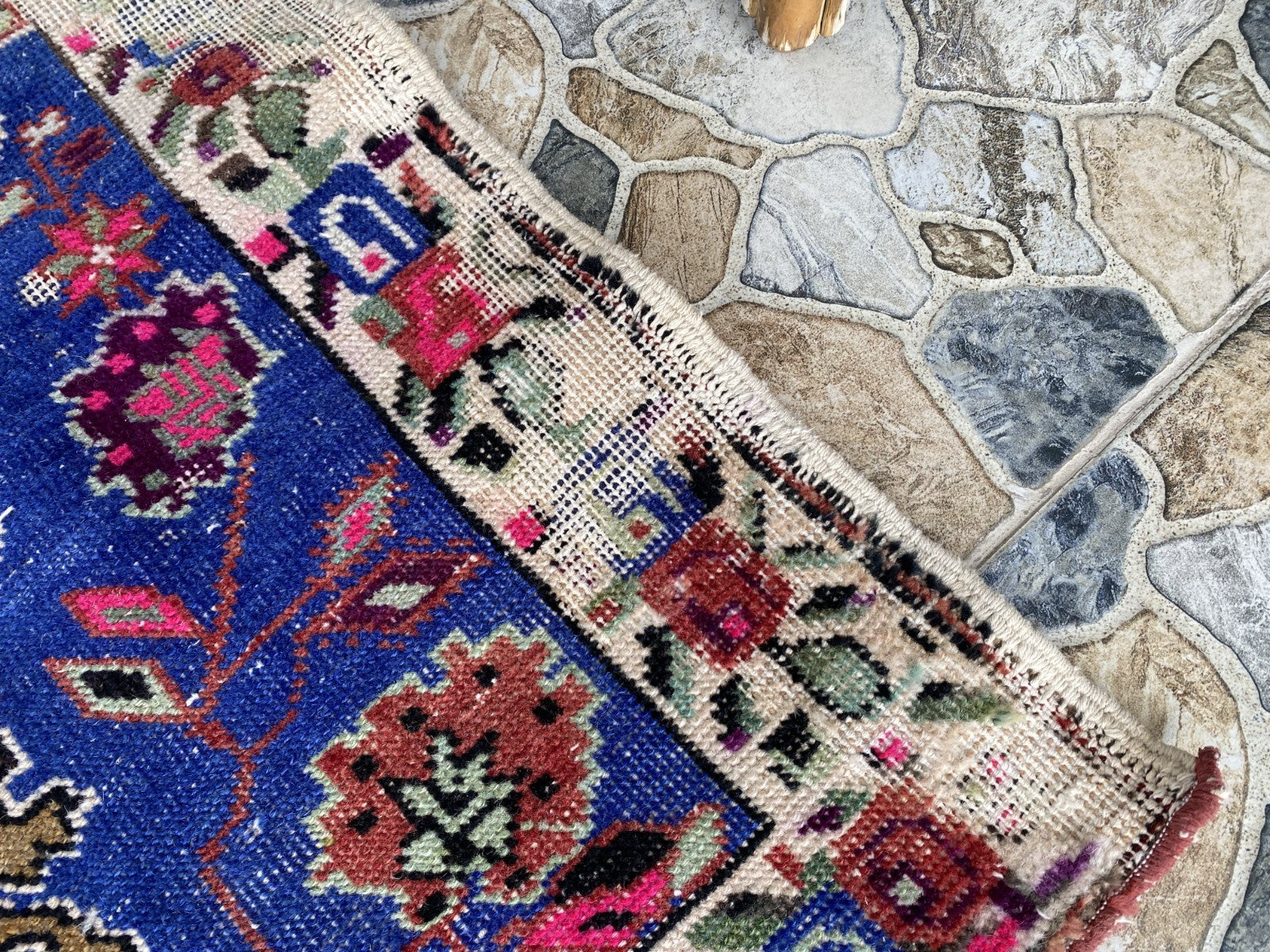 Vintage Turkish Area Rug | 4.3 x 7.3 ft Hand-Knotted Wool Distressed Antique Rug