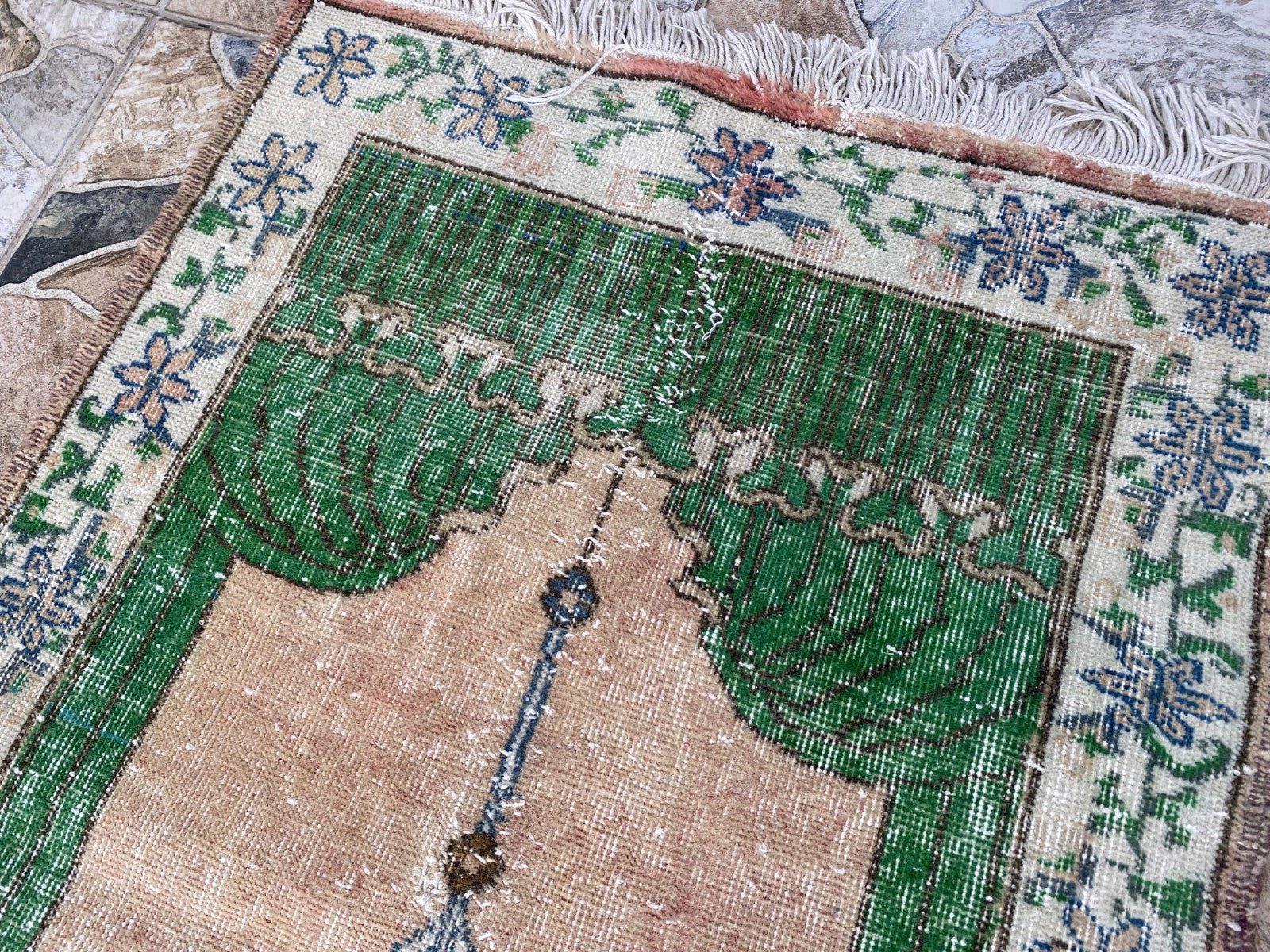 Vintage Anatolian Rug Hand-Knotted Wool Tribal Carpet Geometric Turkish 2.8x4.3