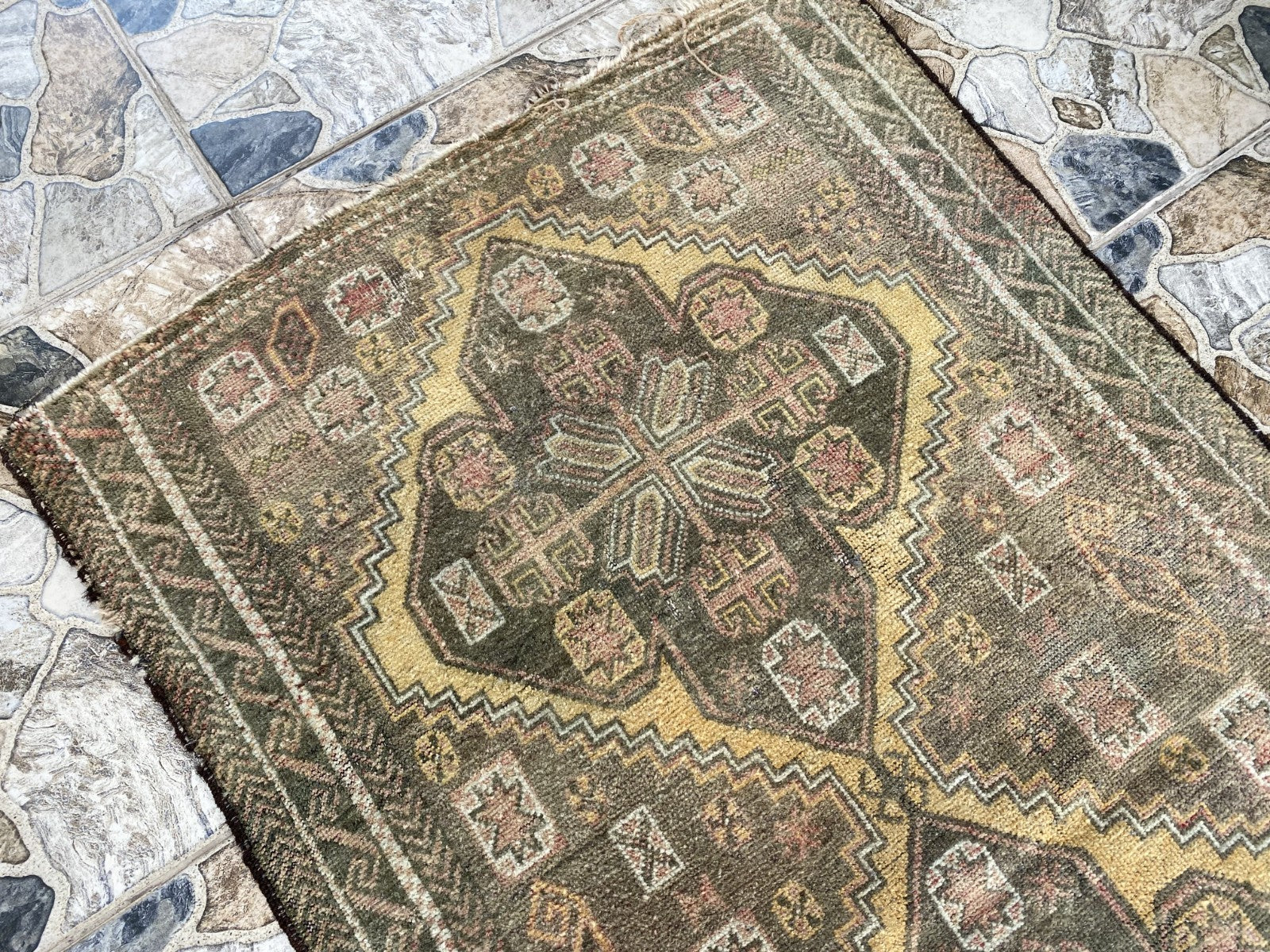 Vintage Persian Beluch Rug, Small Tribal Wool Handmade Oriental Carpet 2.6x4.5ft