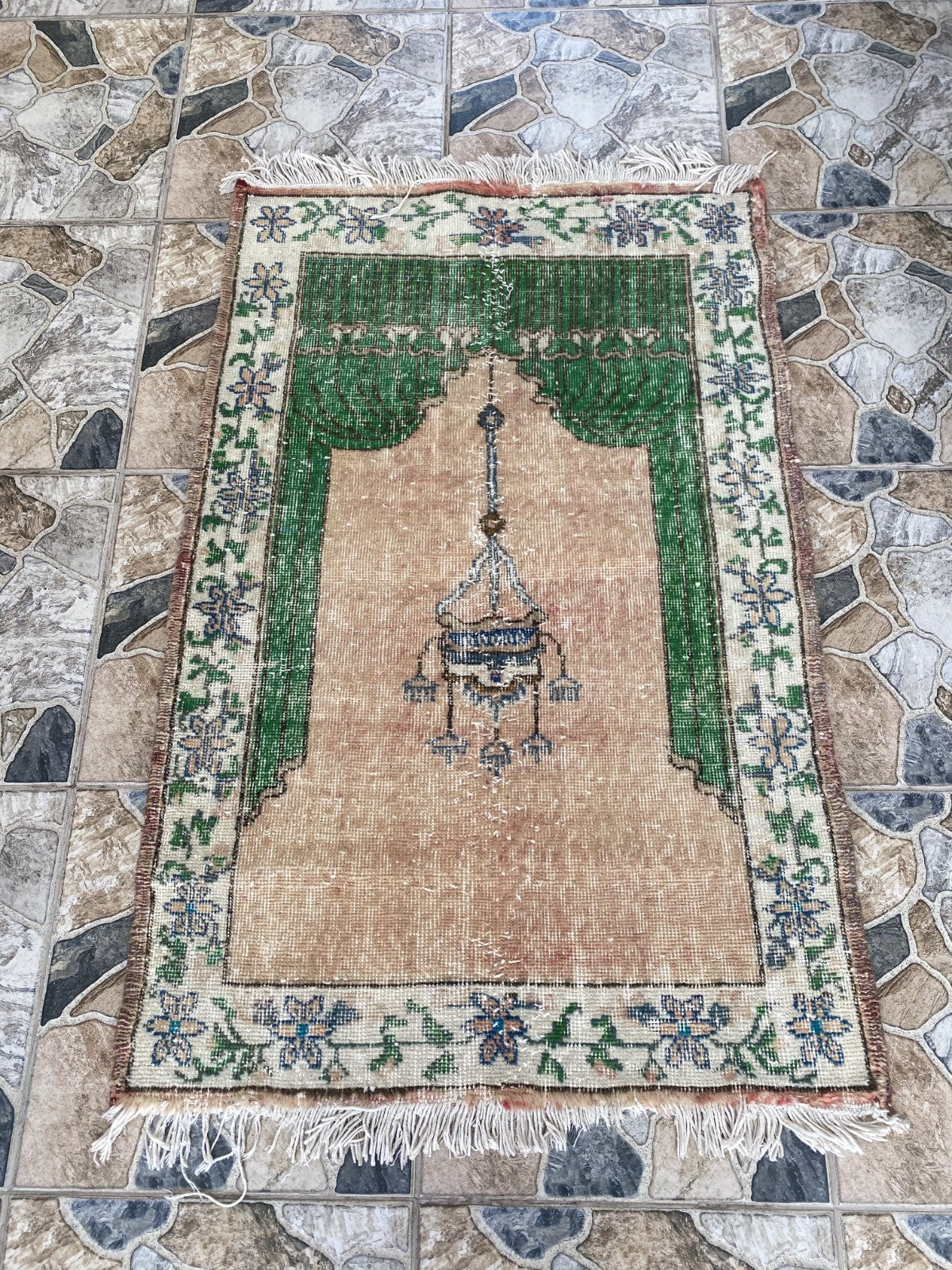 Vintage Anatolian Rug Hand-Knotted Wool Tribal Carpet Geometric Turkish 2.8x4.3